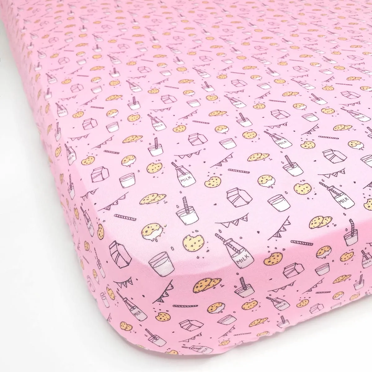 ---Milk & Cookies Pink Bamboo Crib Sheet--