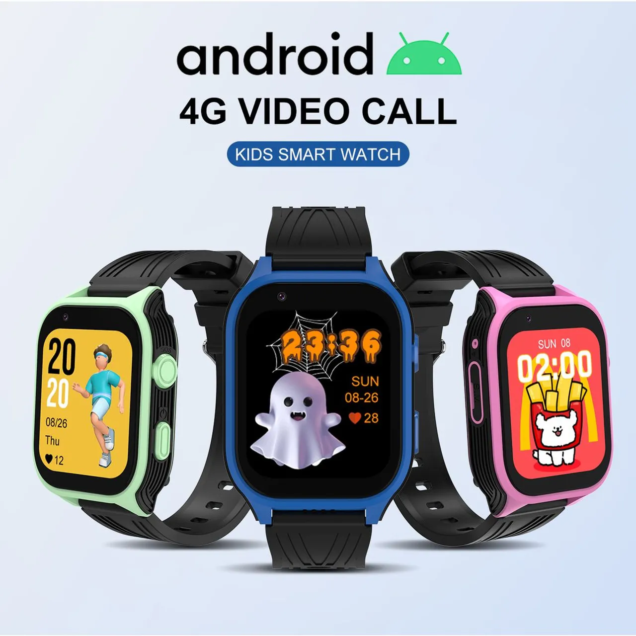 4G Kid Smartwatch GPS Video Call 1.83inch Screen With Camera SOS Function Color Green With Night Light