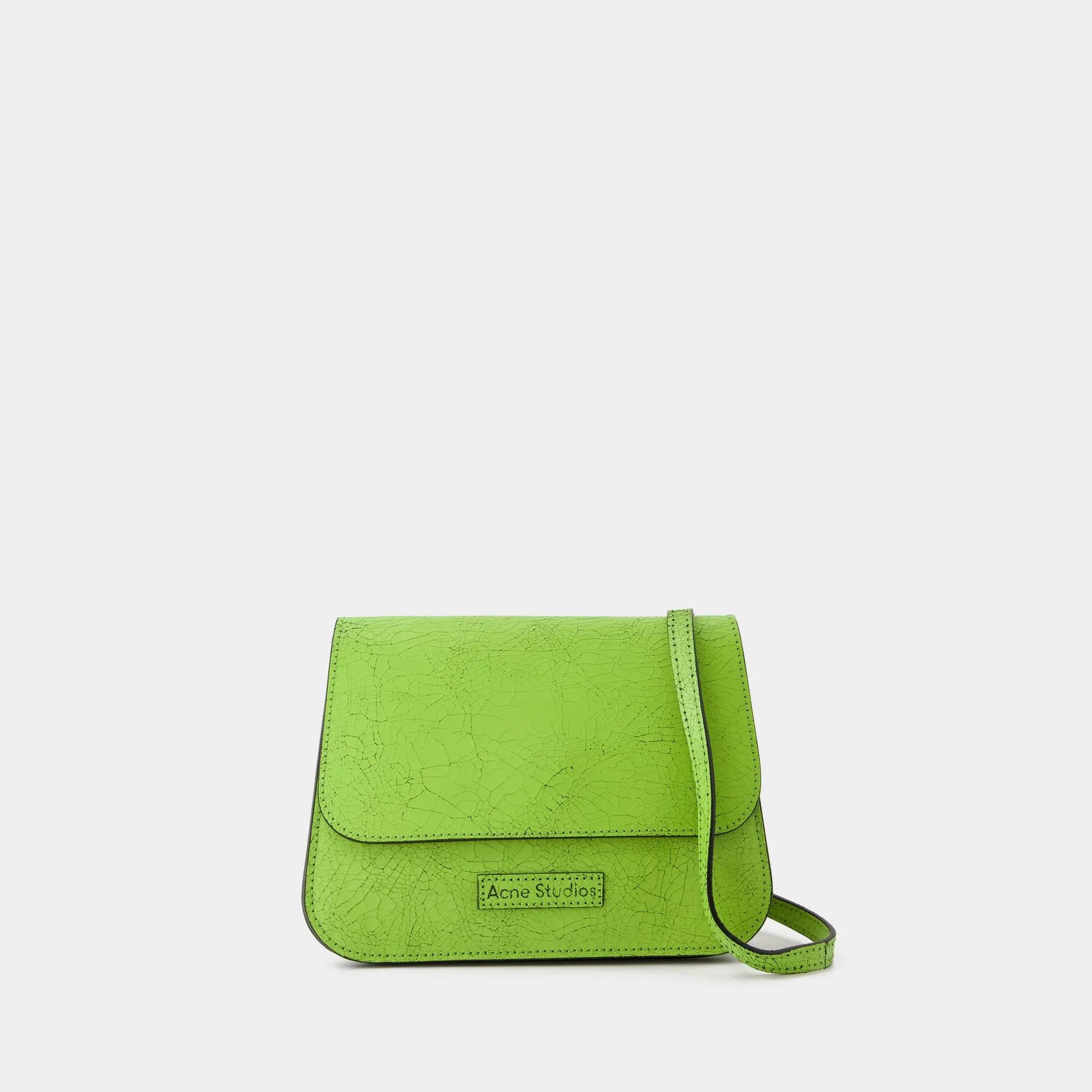 Acne Studios  Platt Crackle Crossbody Bag - Acne Studios - Leather - Lime Green