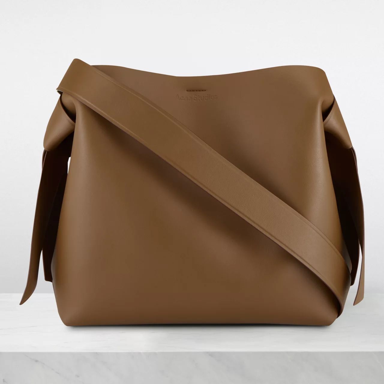 ACNE STUDIOS The Sustainable Edit Musubi Midi Leather Shoulder Bag - Camel Brown