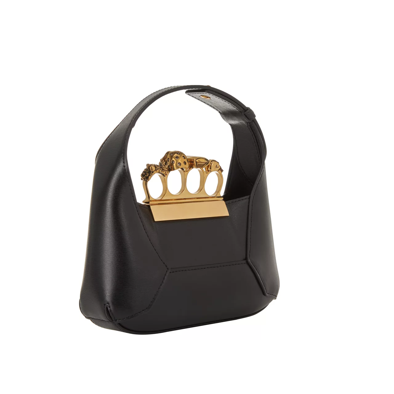 ALEXANDER MCQUEEN Hobo Jewelled Mini Shoulder Bag - Black gold