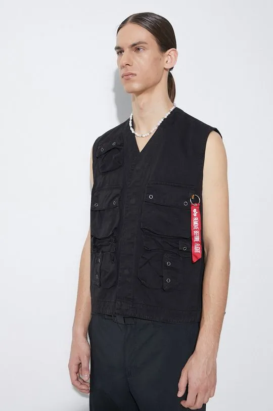 Alpha Industries vest Military Vest men’s black color 136113