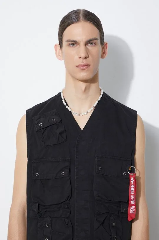 Alpha Industries vest Military Vest men’s black color 136113