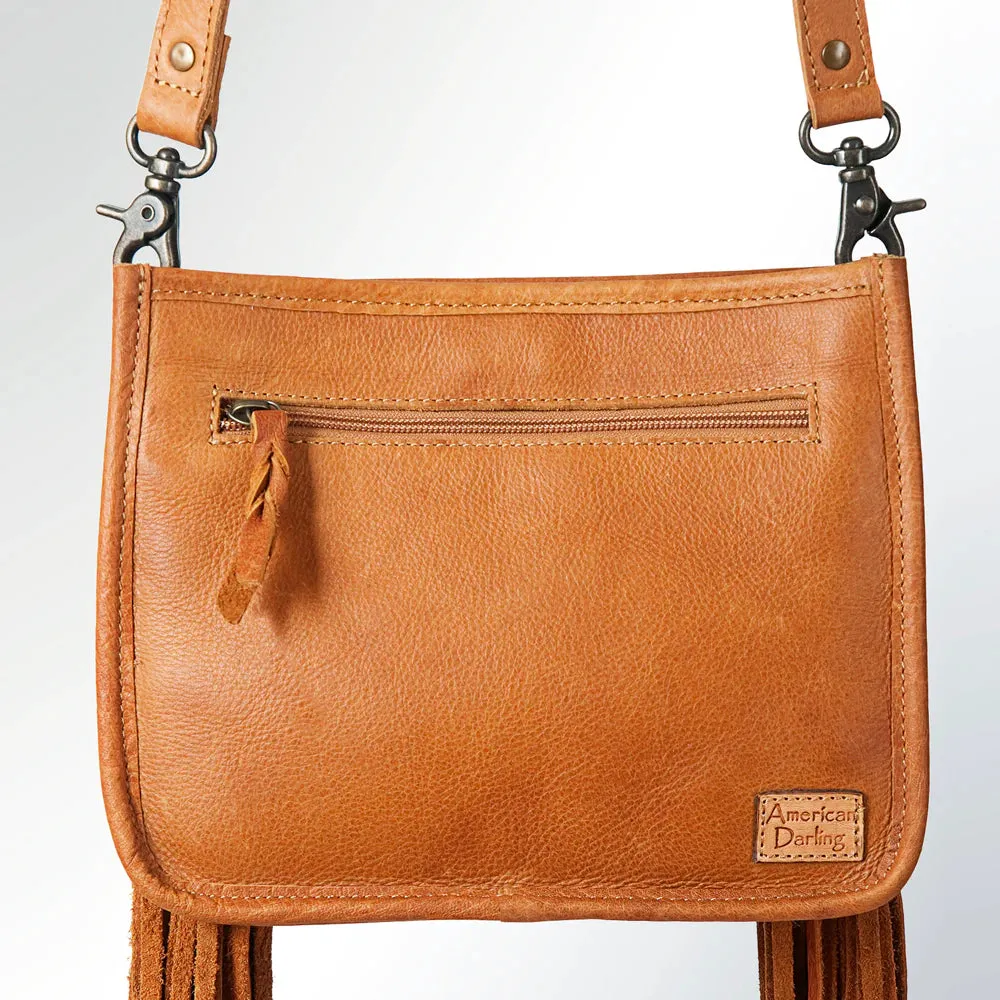 American Darling Structured Floral Tooled Fringe Crossbody Bag