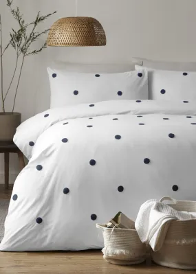 Appletree Dot Garden White/Navy Duvet Cover Set