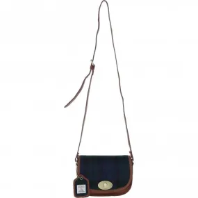 Ashwood Leather x Harris Tweed Saddle Crossbody Bag with Twist Lock Tan/Watch: TW-30-04-TW