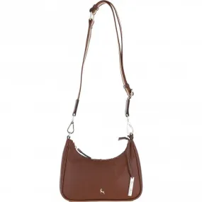 Ashwood Real Leather Crossbody Bag with Webbing Strap 2 Tone Tan: 64296