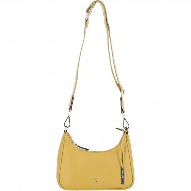 Ashwood Real Leather Crossbody Bag with Webbing Strap Ochre Yellow: 64296