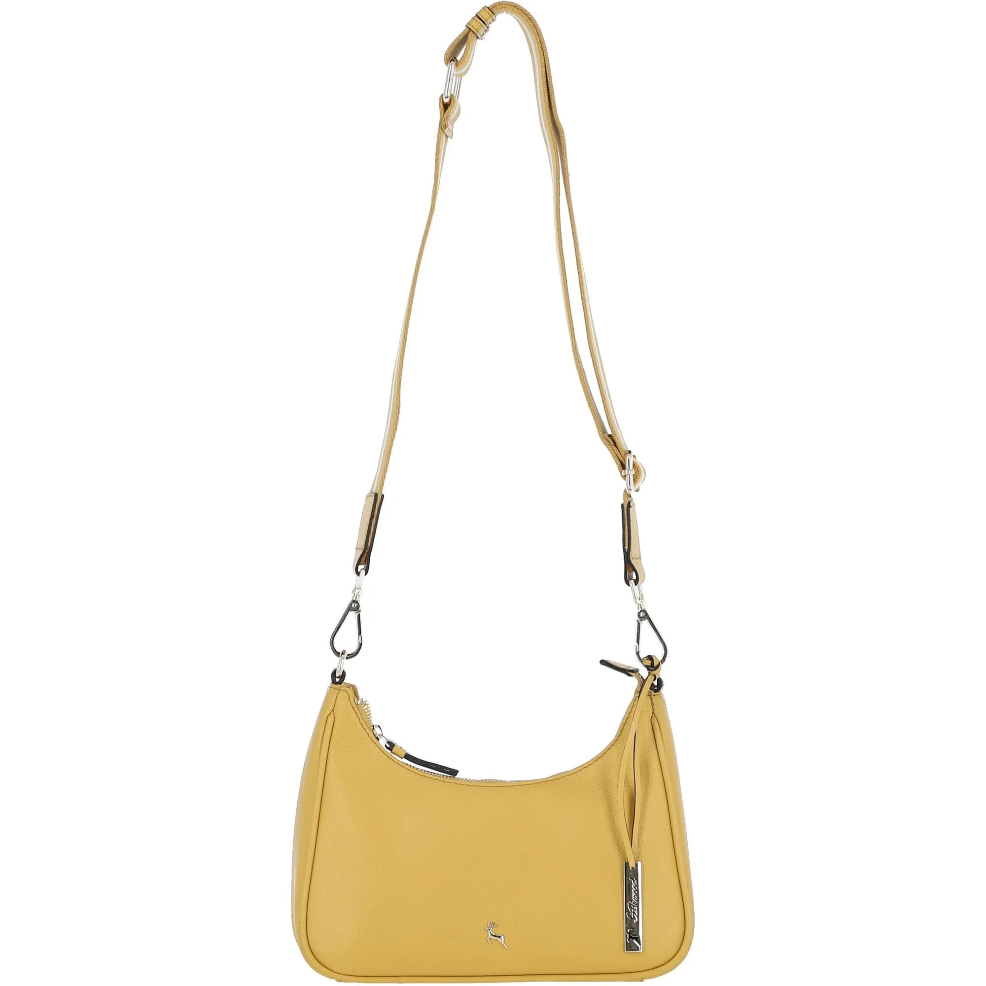 Ashwood Real Leather Crossbody Bag with Webbing Strap Ochre Yellow: 64296