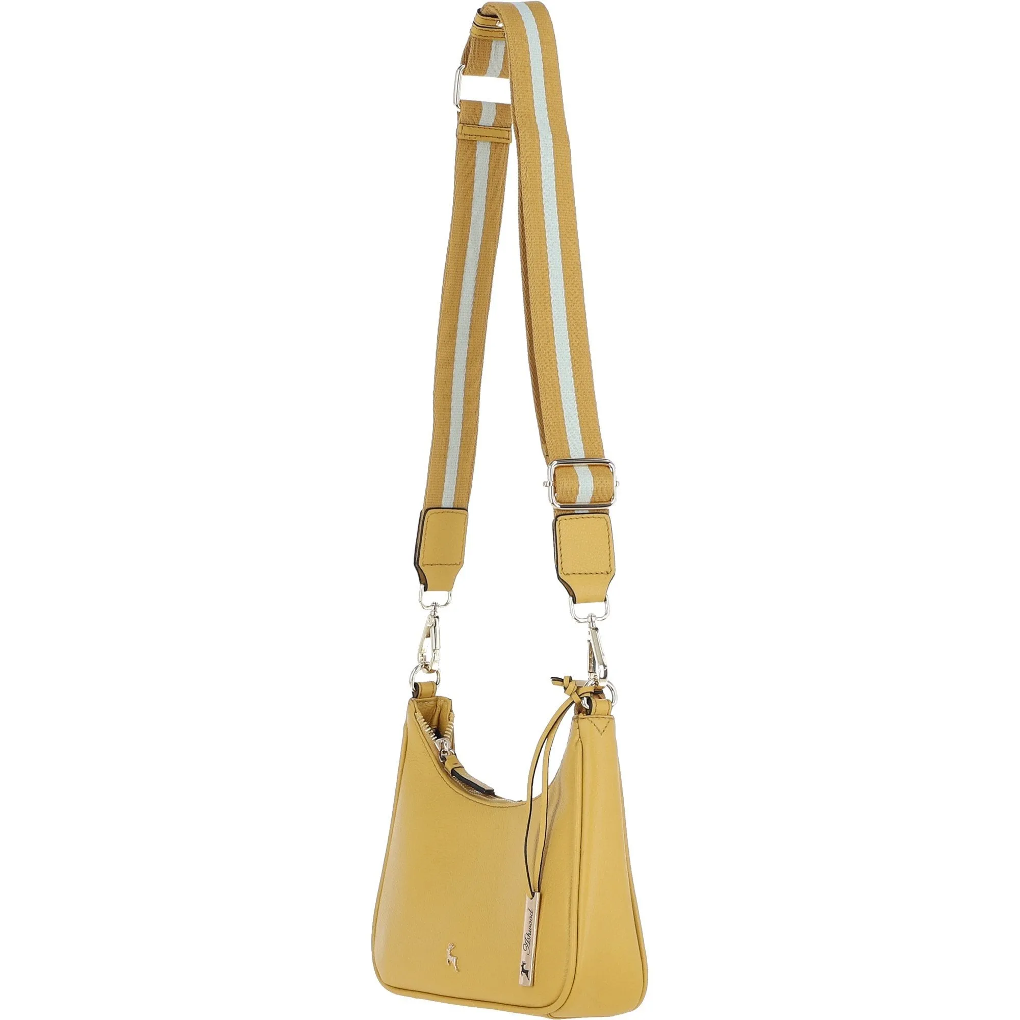 Ashwood Real Leather Crossbody Bag with Webbing Strap Ochre Yellow: 64296