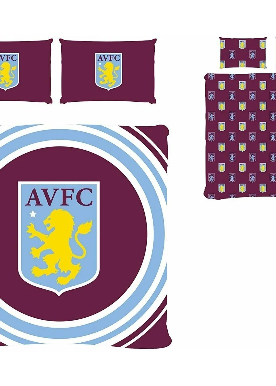 Aston Villa FC Burgundy Pulse Reversible Duvet Cover Set