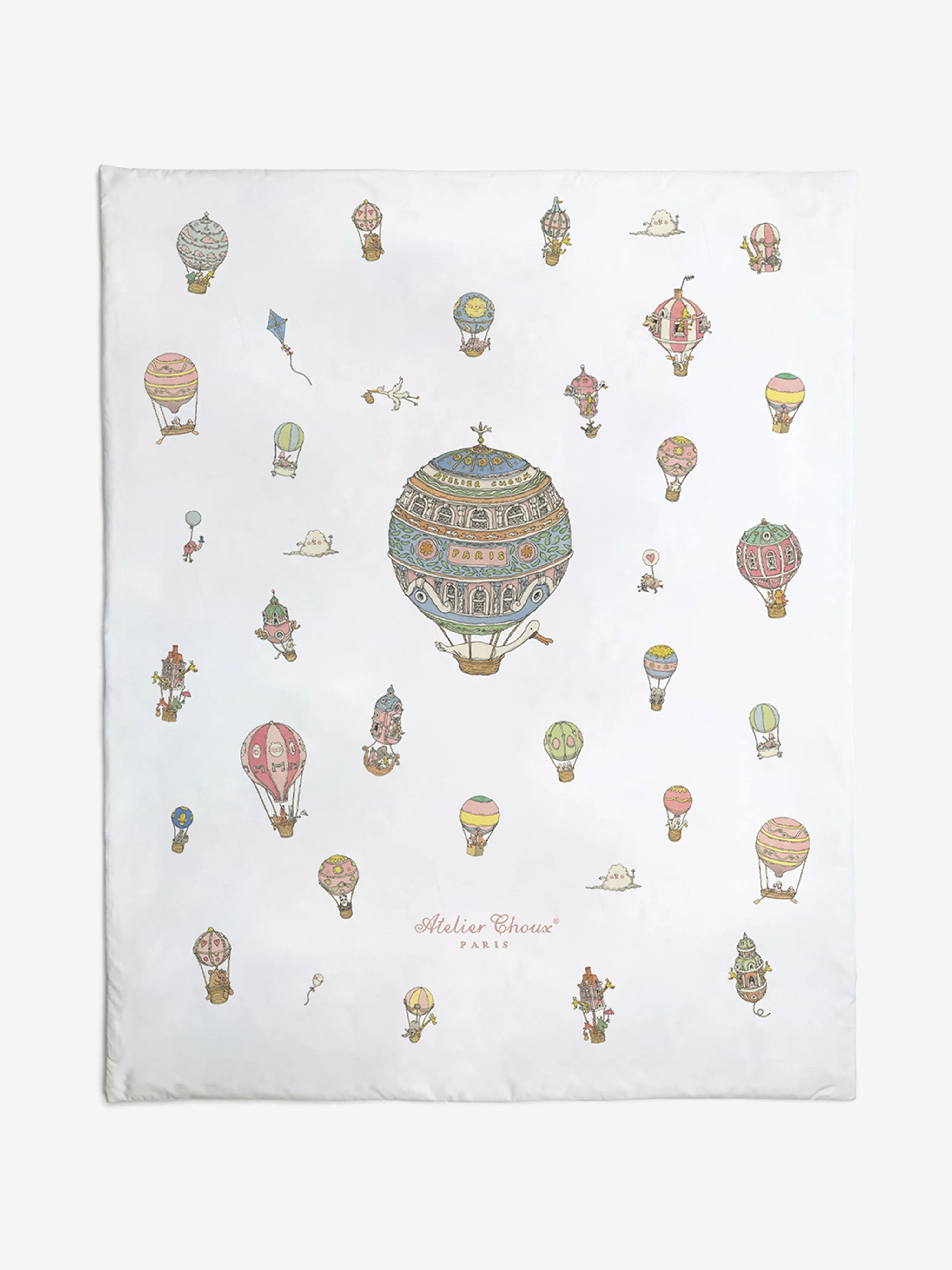 Atelier Choux Baby Reversible Hot Air Balloons / Carousel  Quilt in Blue (130cm)