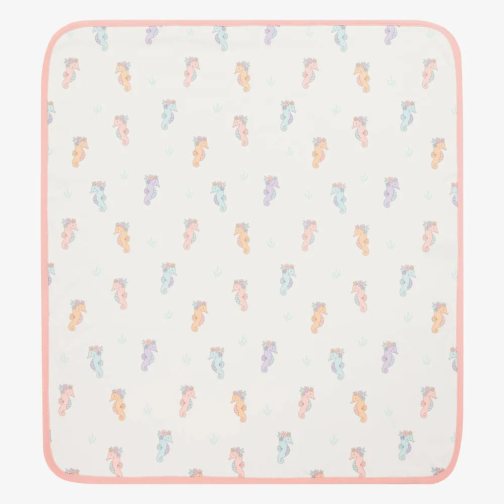 Baby Girls Ivory Seahorse Party Blanket (73cm)