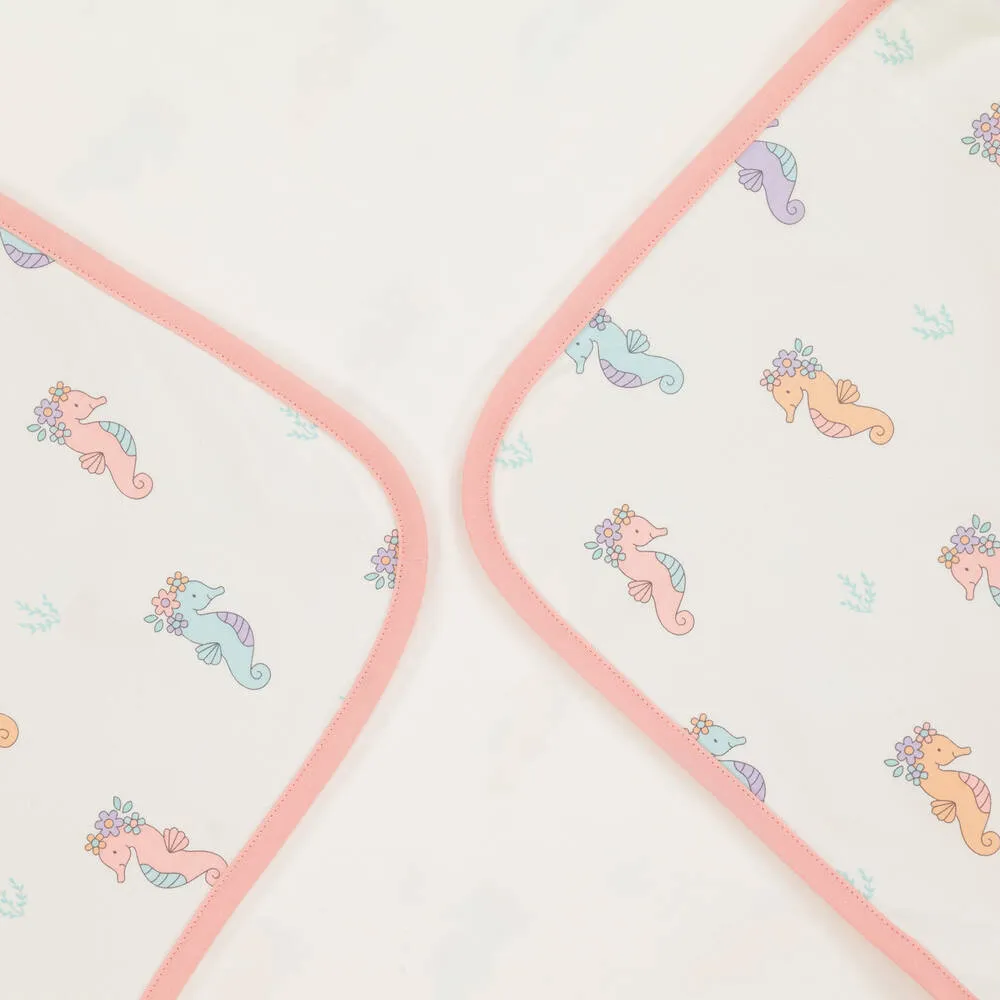 Baby Girls Ivory Seahorse Party Blanket (73cm)