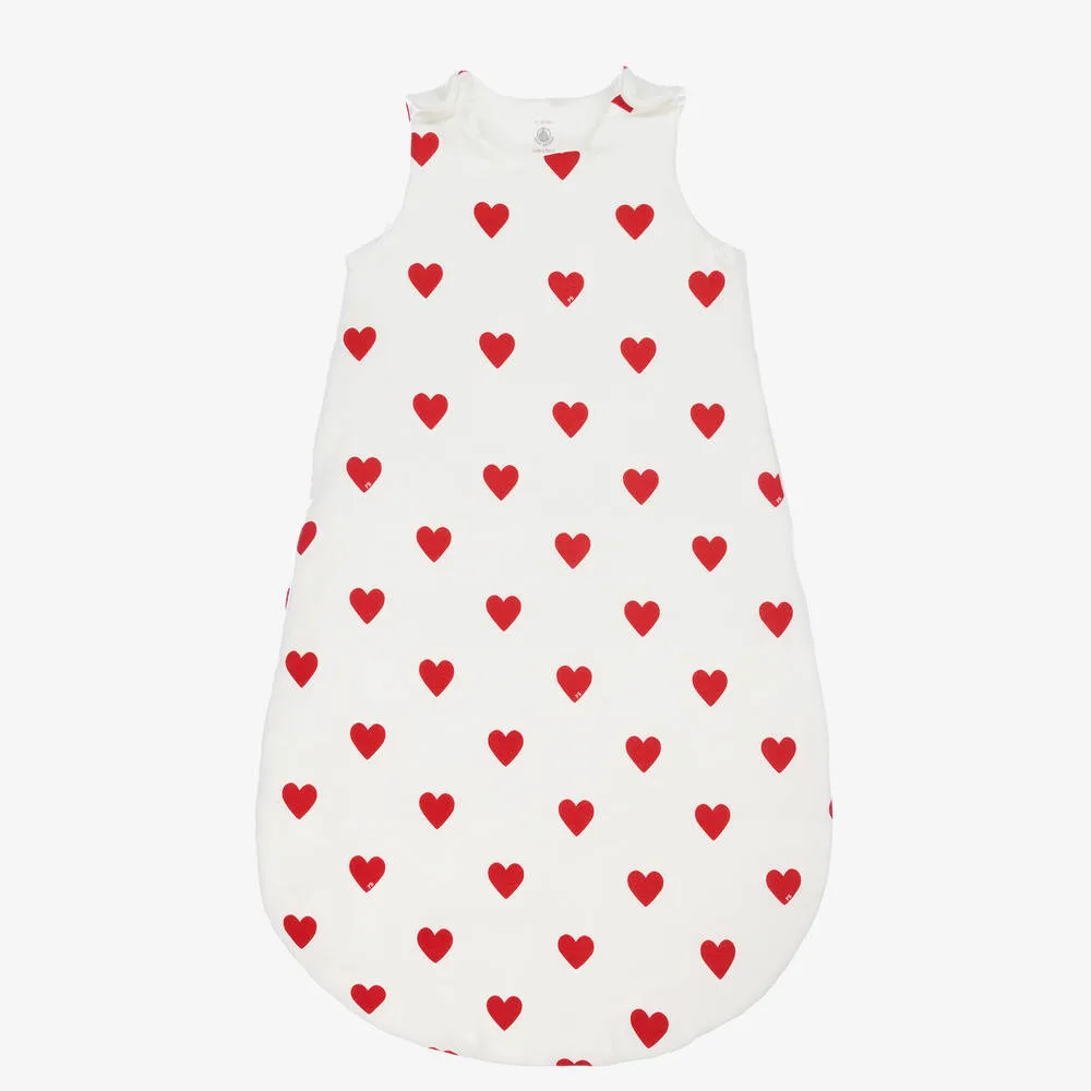 Baby Girls White Hearts Sleeping Bag 