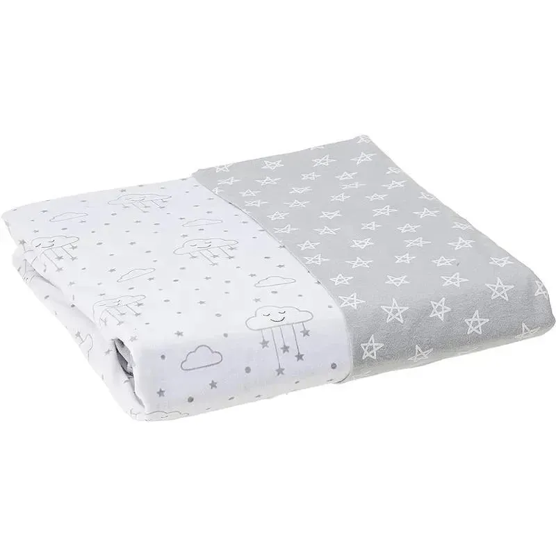 Baby Vision - 2Pk Crib Sheet 28X52 In Gray Clouds