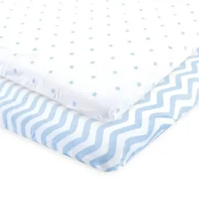 Baby Vision - Luvable Friends Unisex Baby Fitted Crib Sheet, Blue Chevron Stars