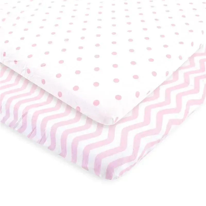 Baby Vision - Luvable Friends Unisex Baby Fitted Crib Sheet, Pink Chevron Dot