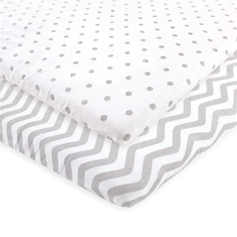 Baby Vision - Luvable Friends Unisex Baby Fitted Playard Sheet, Gray Chevron Dot