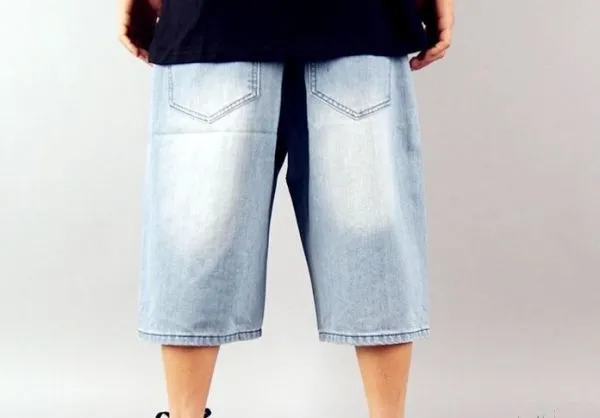 Baggy Denim Shorts for Men Hip Hop Bermuda Jeans - Blue