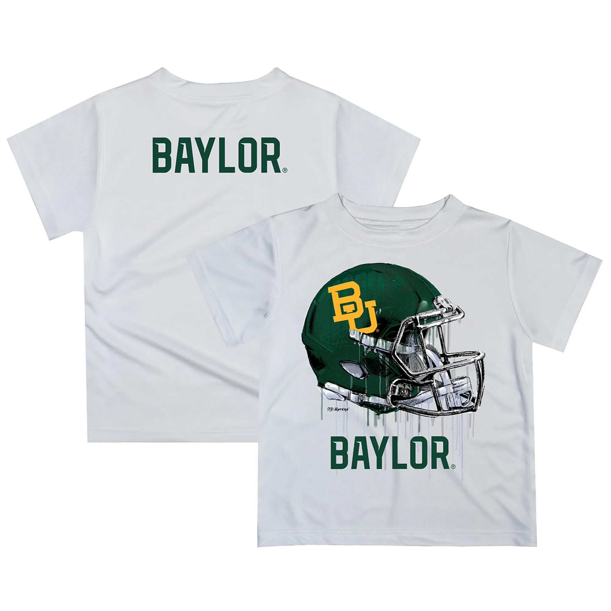 Baylor Bears Youth White Dripping Helmet T-Shirt