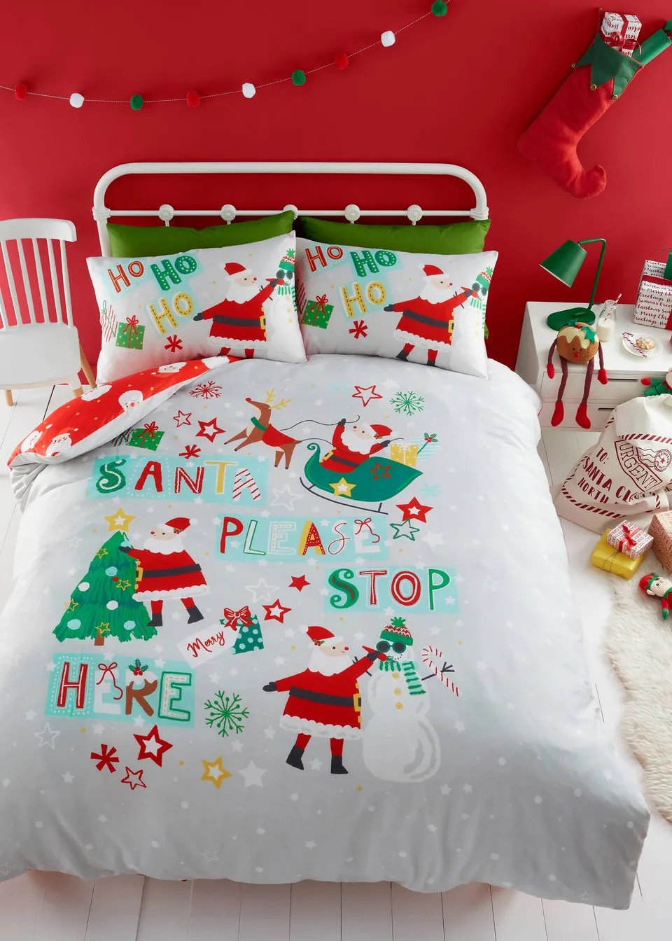 Bedlam Christmas Glow in the Dark Grey Duvet Cover Set