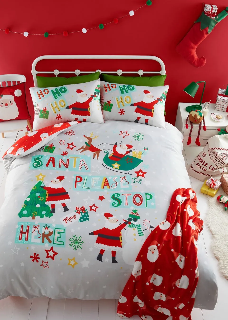 Bedlam Christmas Glow in the Dark Grey Duvet Cover Set