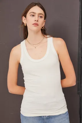 Beige Sleeveless Ribbed Top