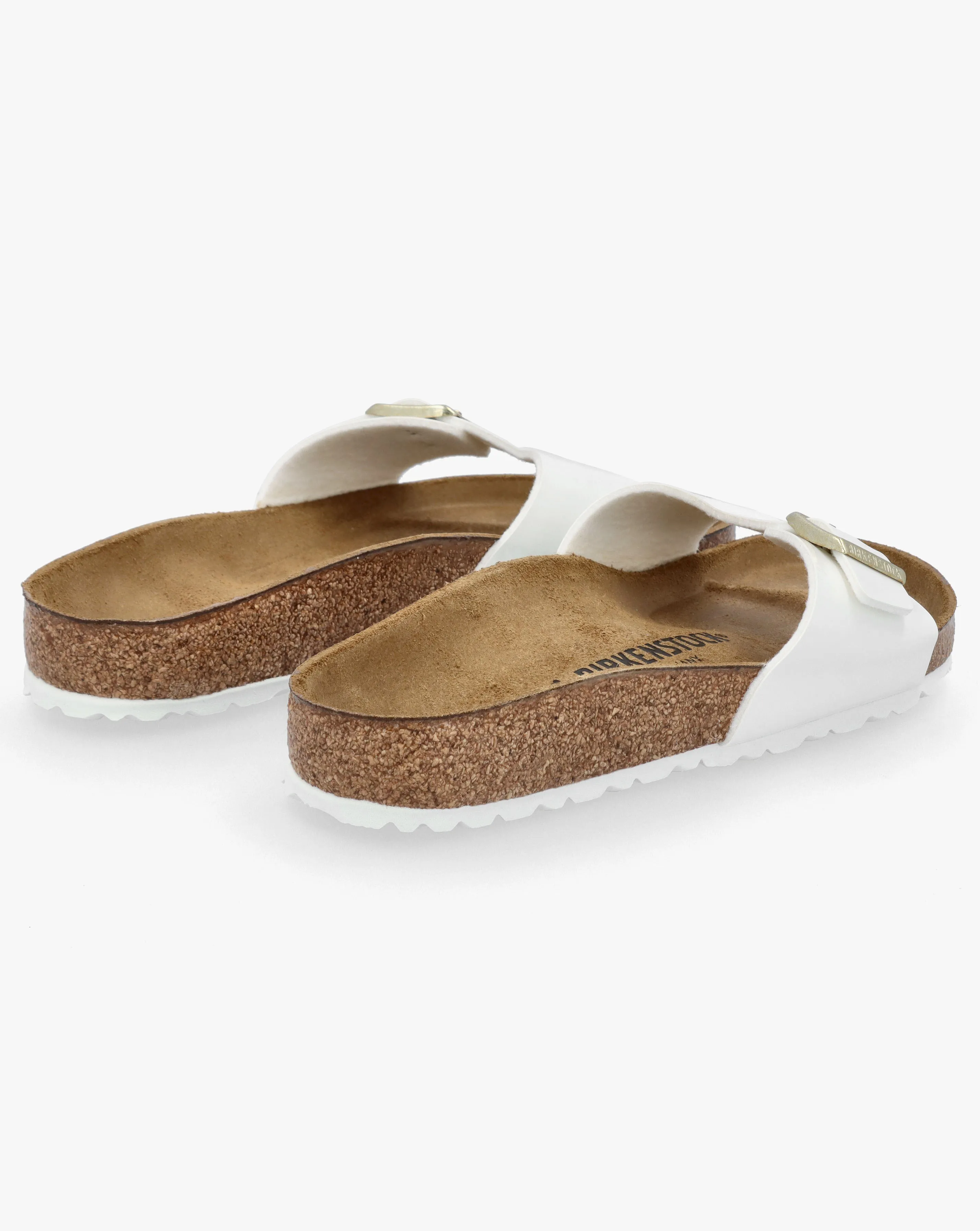 Birkenstock Madrid White Patent Birko Flor Mules Regular Width