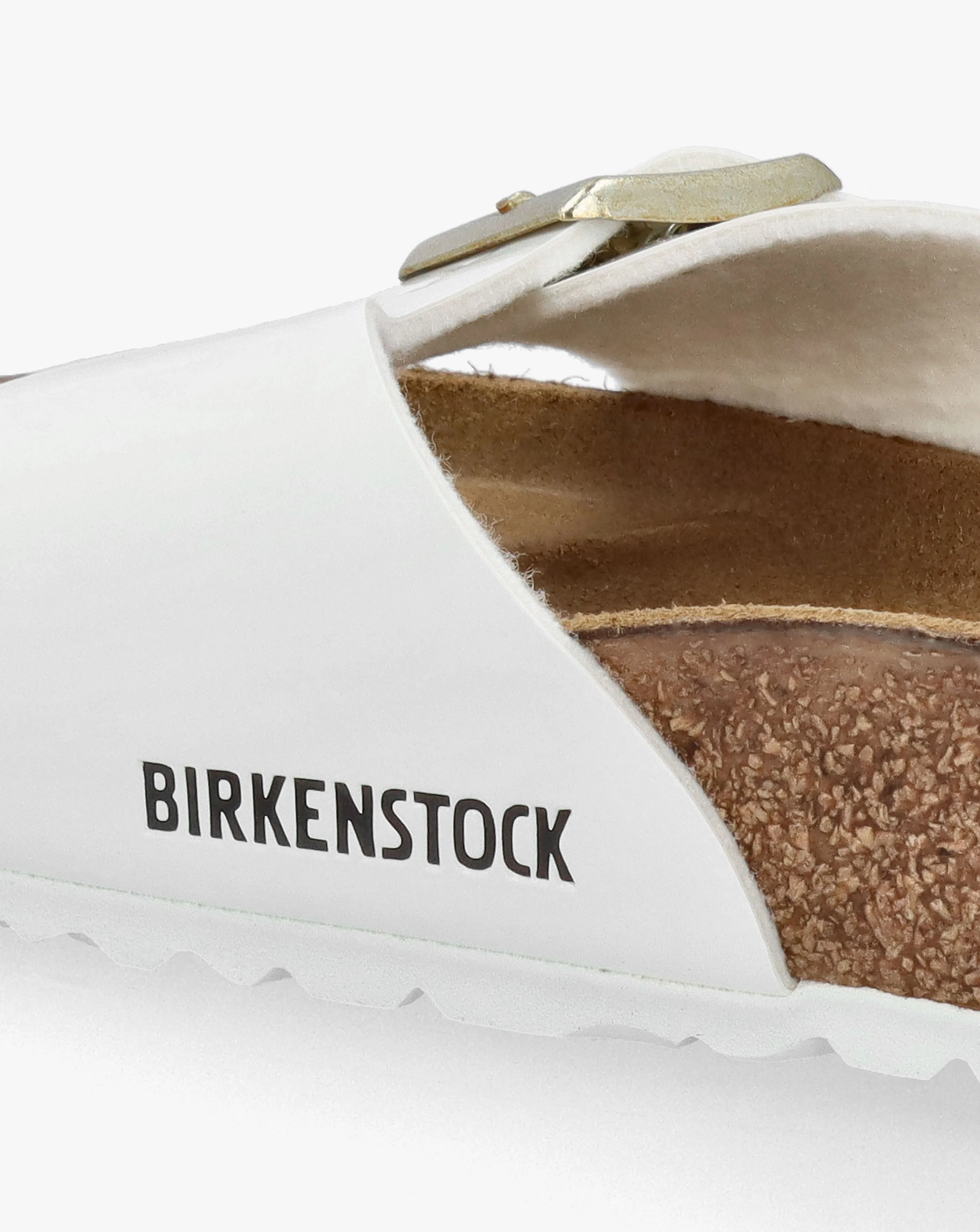 Birkenstock Madrid White Patent Birko Flor Mules Regular Width