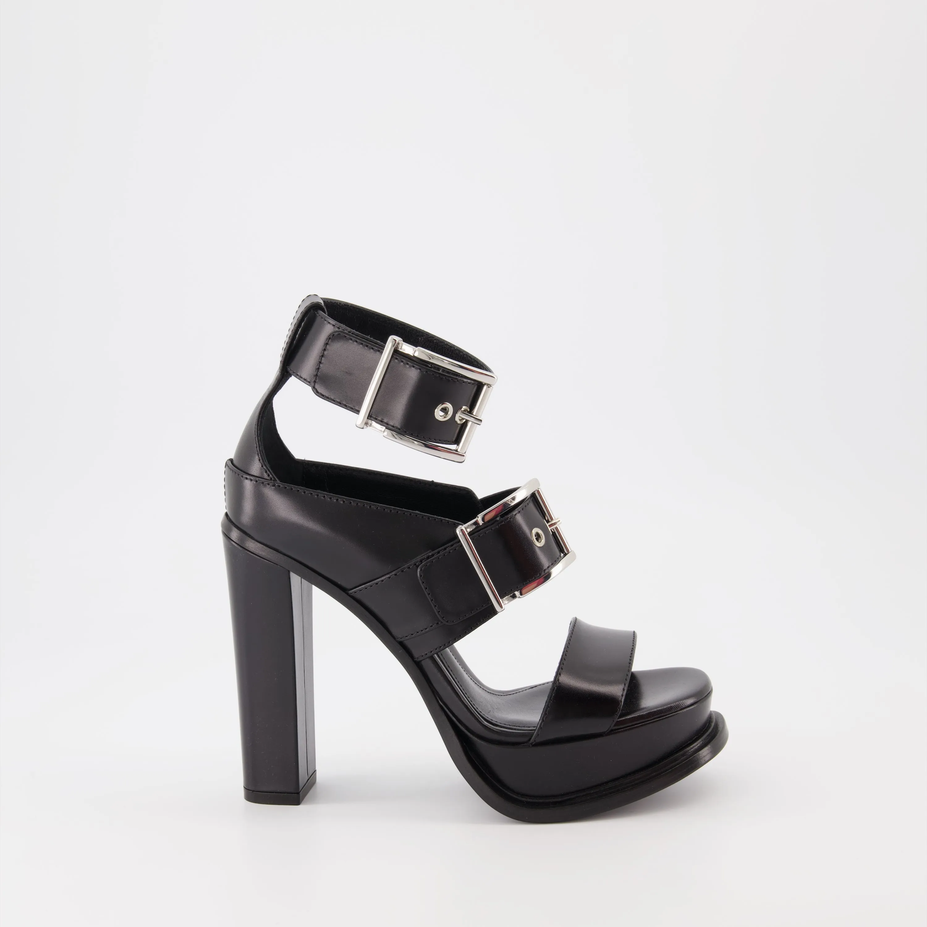 Black Buckle Platform Sandals