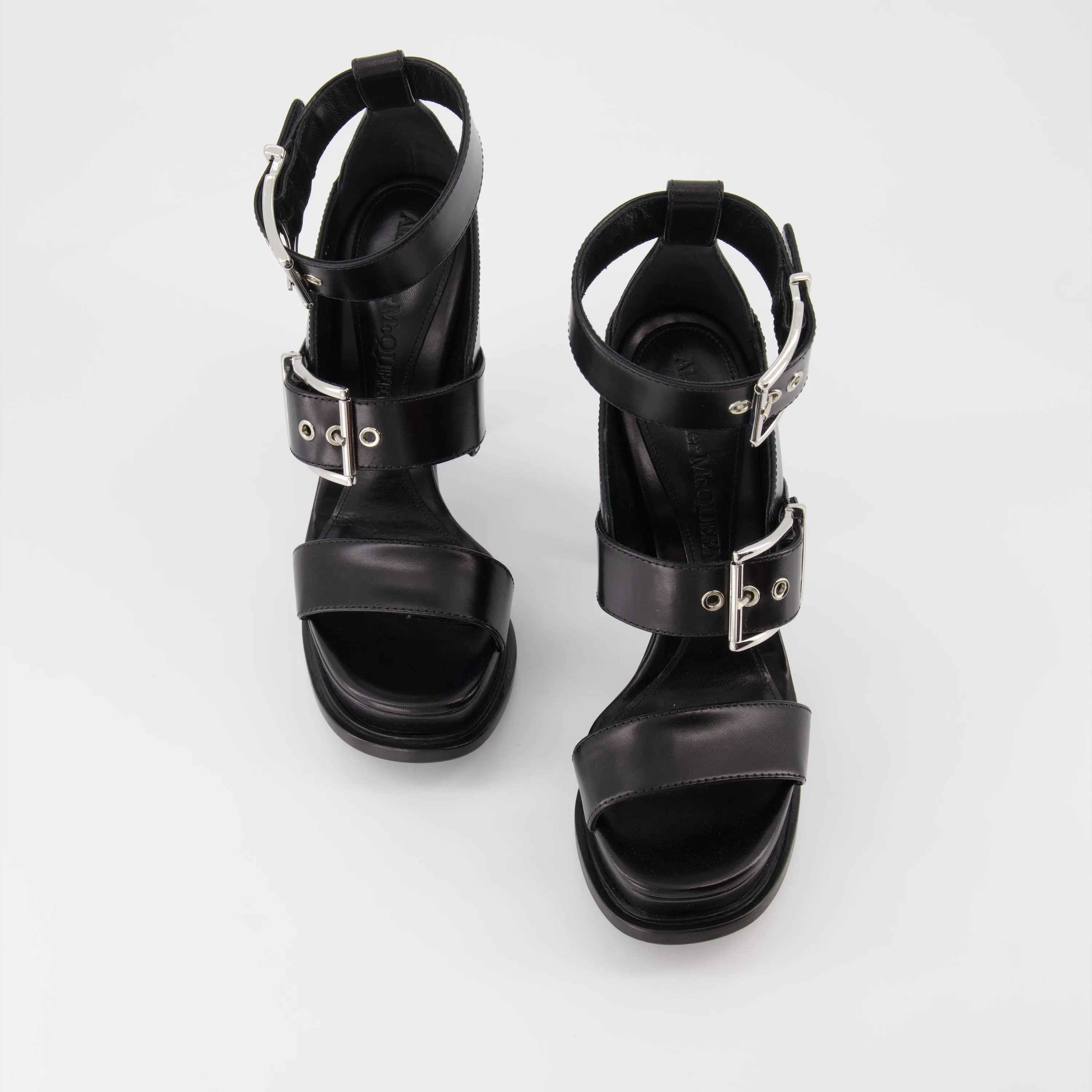 Black Buckle Platform Sandals