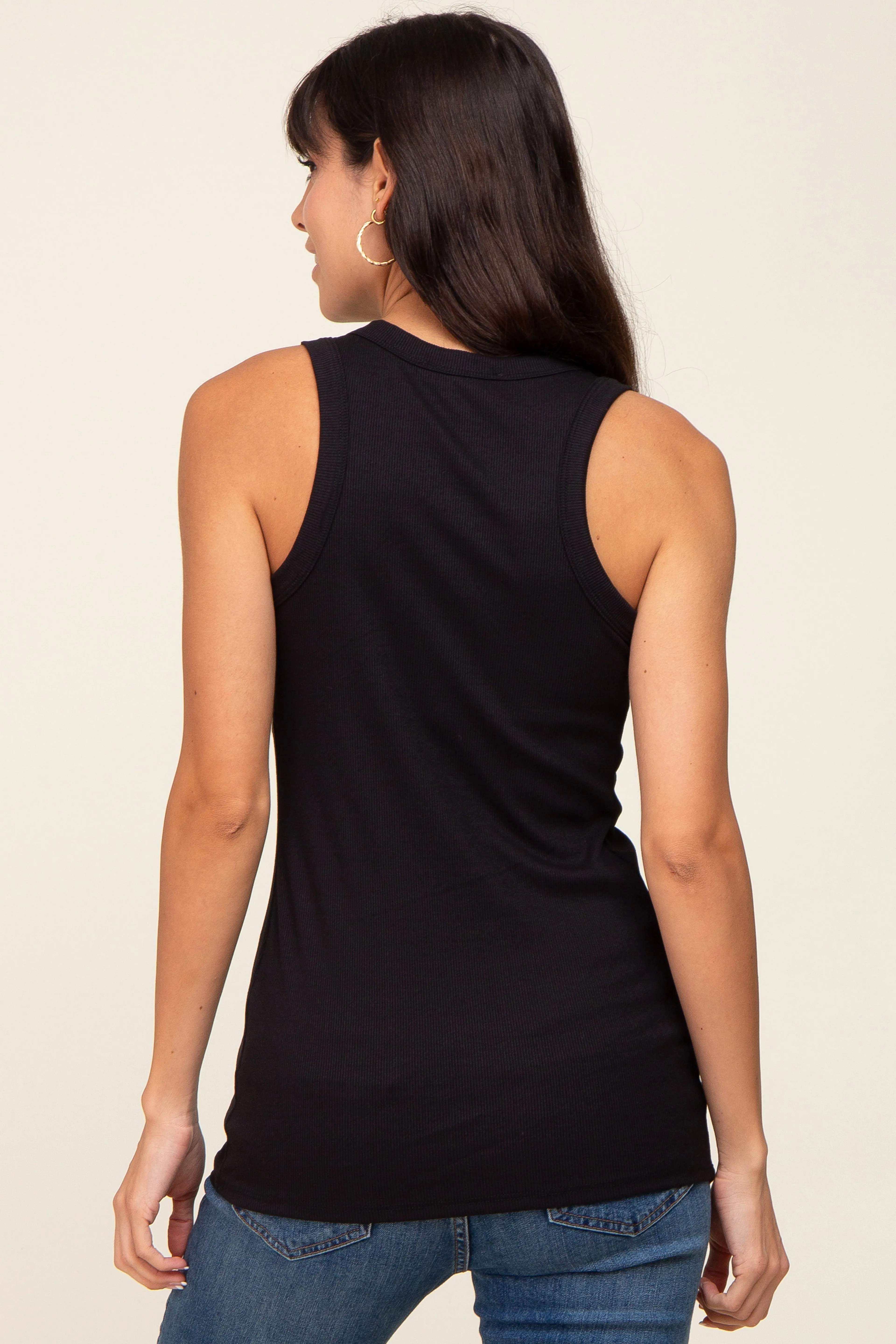 Black Sleeveless Ribbed Top