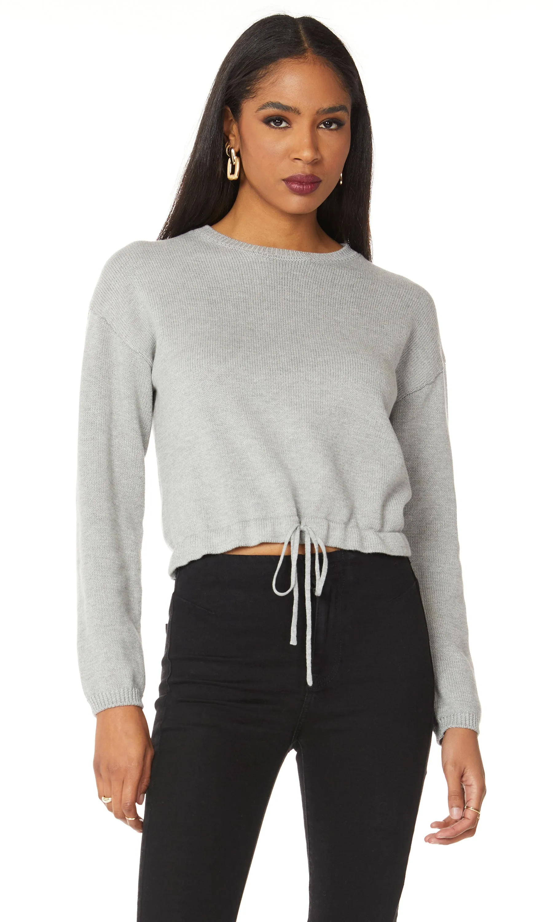 Bobi Tie Hem Crewneck LS Sweater