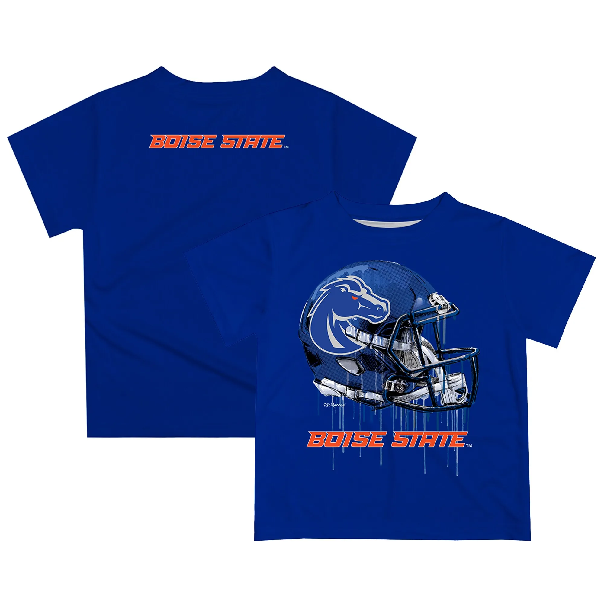 Boise State Broncos Youth Royal Dripping Helmet T-Shirt