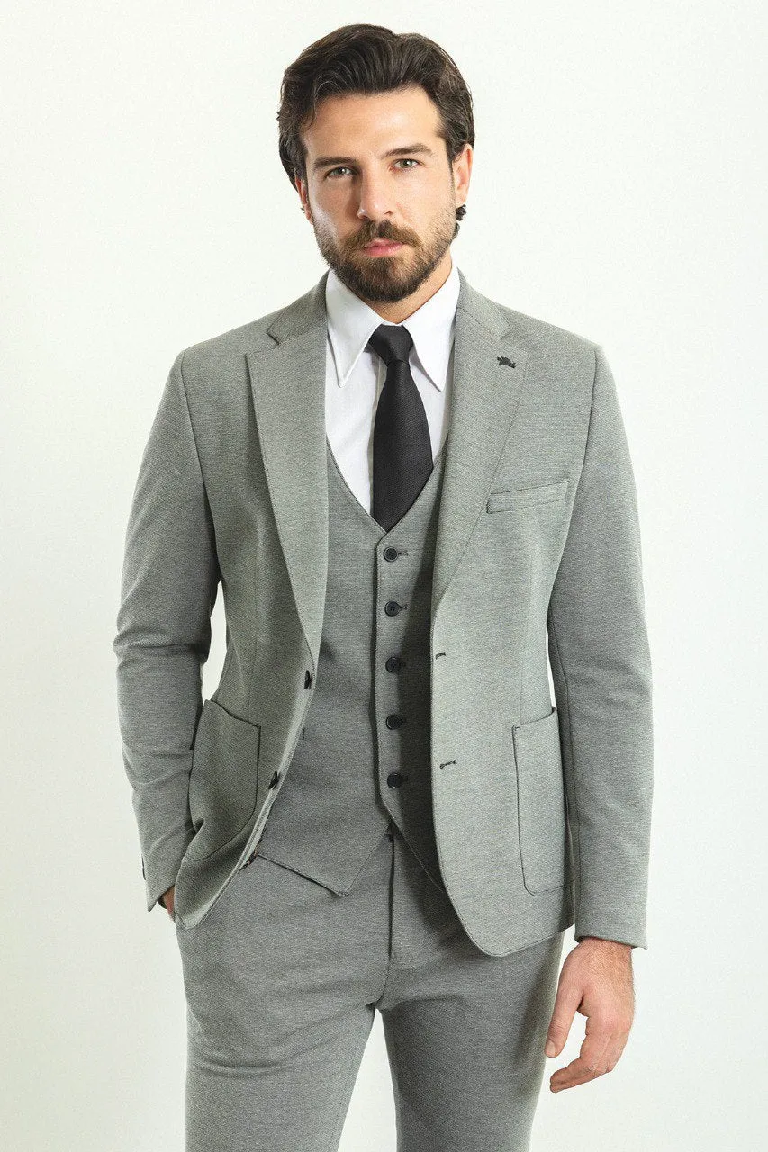 Bojoni Trivento Classic Gray Vest Slim Fit Suit