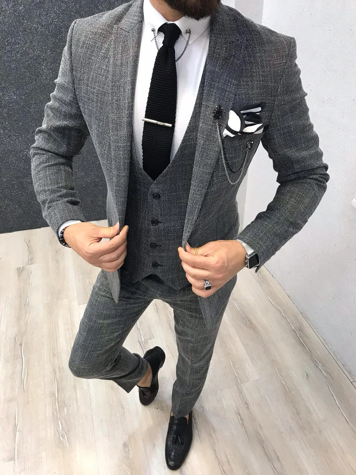 Boszi Slim-Fit Vest Gray