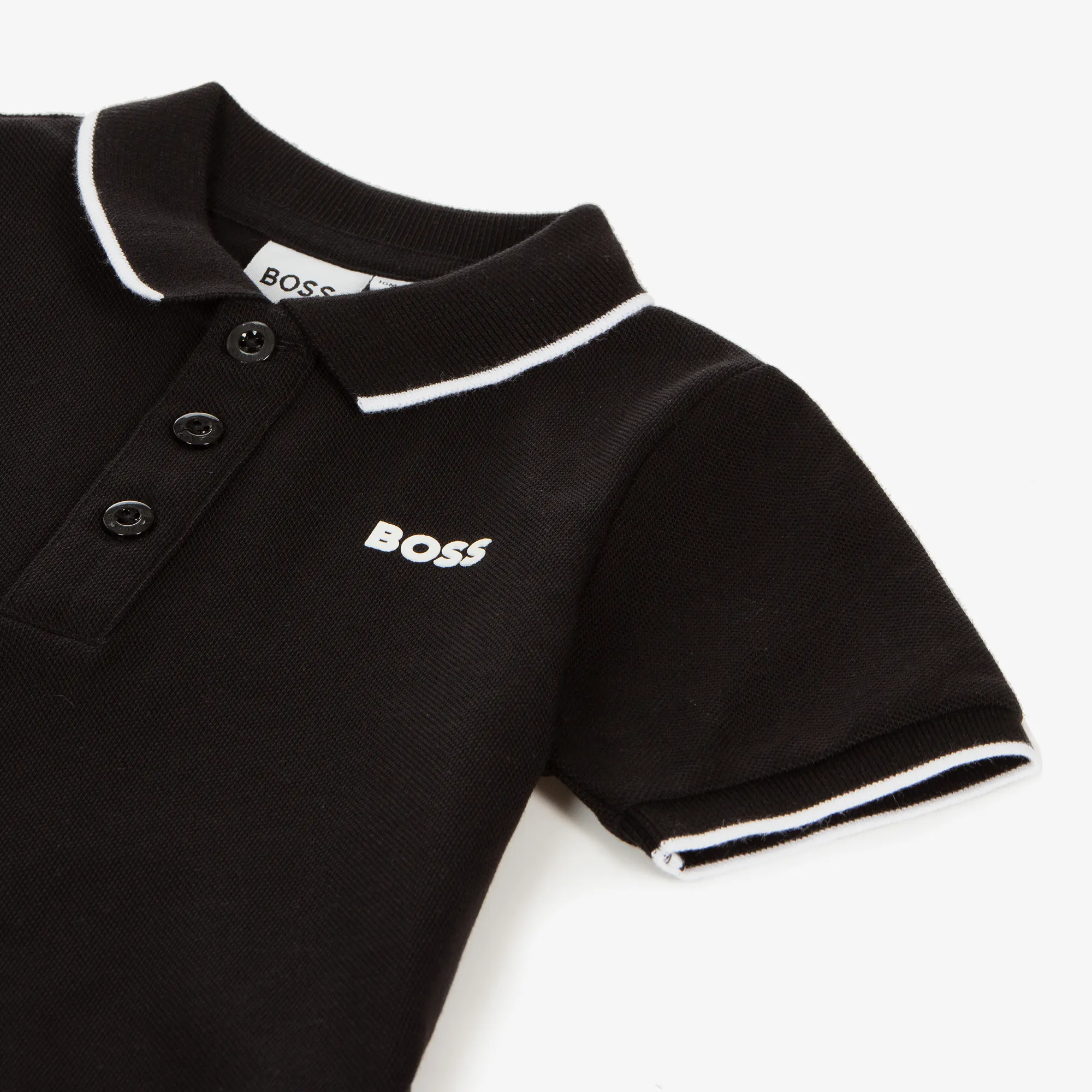 Boys Black Cotton Polo Shirt