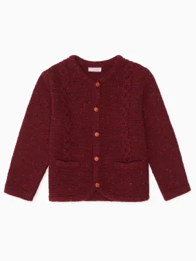 Burgundy Zas Merino Boy Cardigan