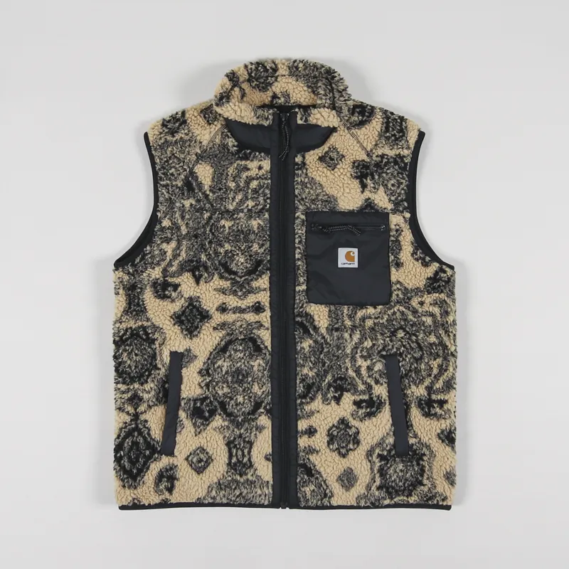 Carhartt WIP Prentis Vest Liner Verse Jacquard Dusty H Brown Soot Black