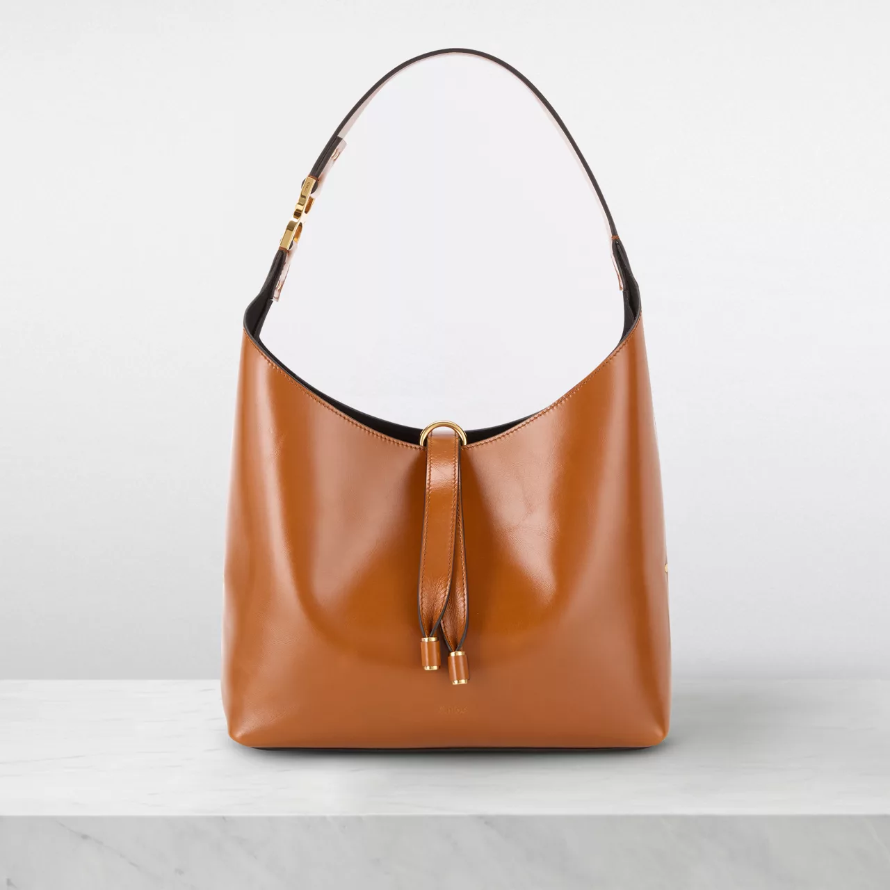 CHLOÉ The Sustainable Edit Marcie Small Hobo Shoulder Bag - Clay Brown