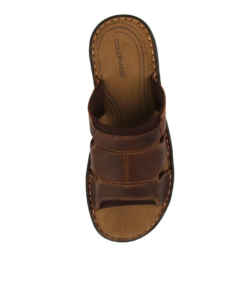 COLORADO Base Mid Brown Crazyhorse Leather Sandals