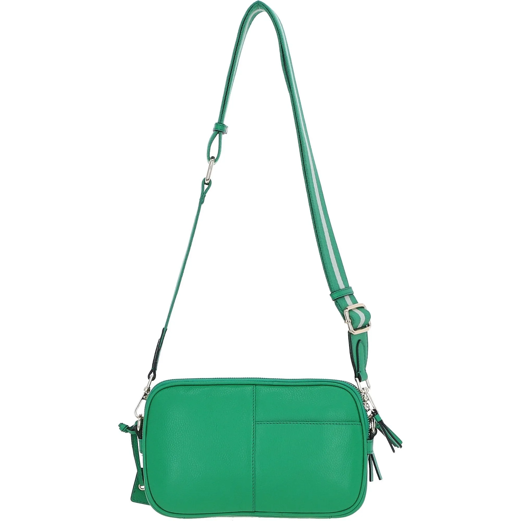 Compact Twin Zip Ashwood Leather Crossbody Bag Green: X-35