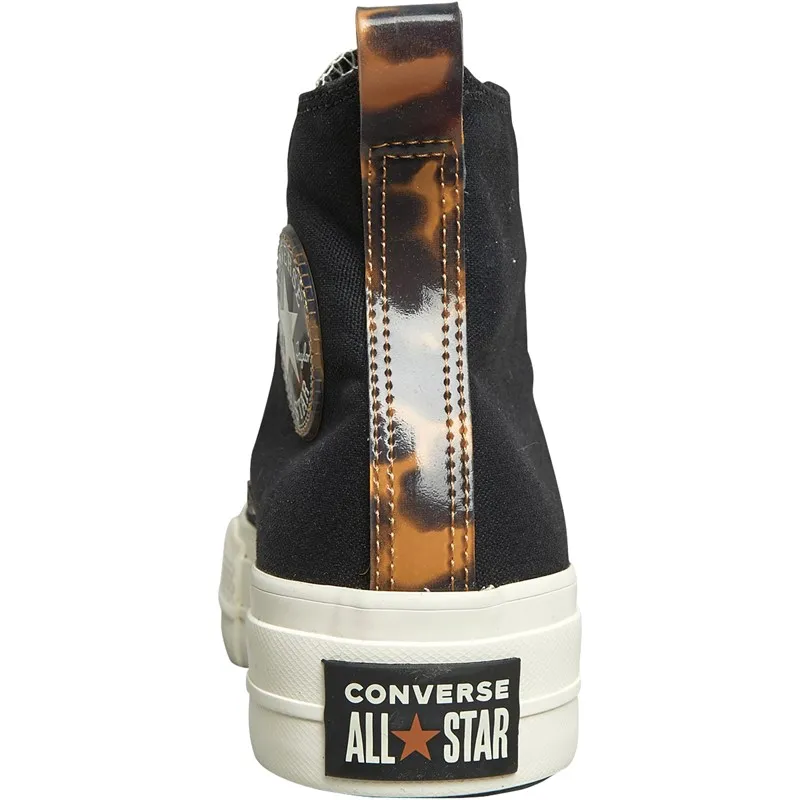 Converse Womens Chuck Taylor All Star Lift Platform Tortoise Trainers Black/Egret/Tawny Owl