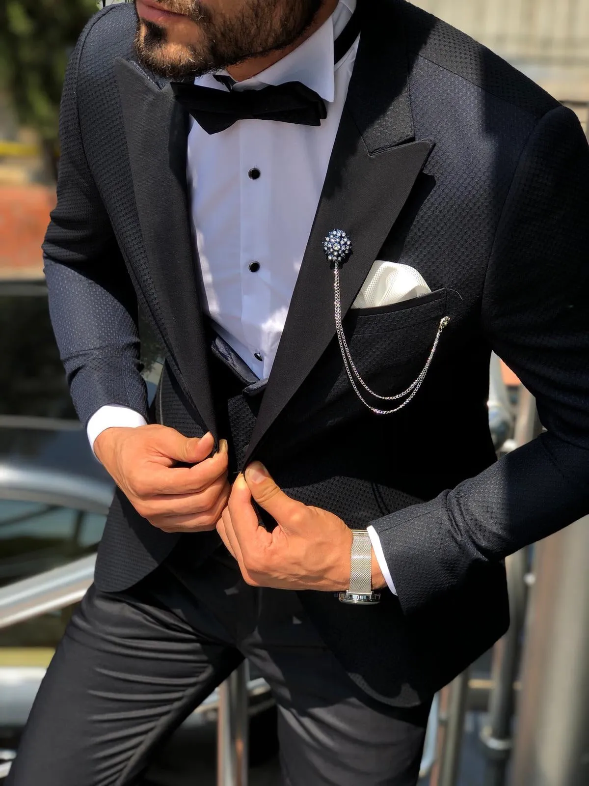 Cristian Slim-Fit Tuxedo Suit Vest Dark Blue