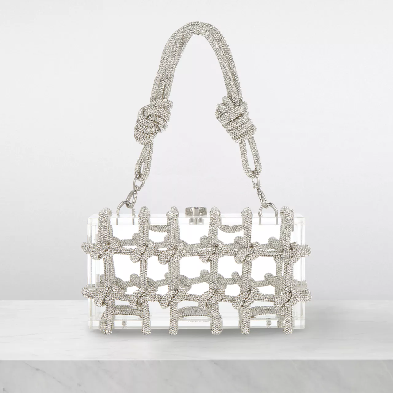 CULT GAIA Bess Rhinestone Knotted Shoulder Bag - Clear