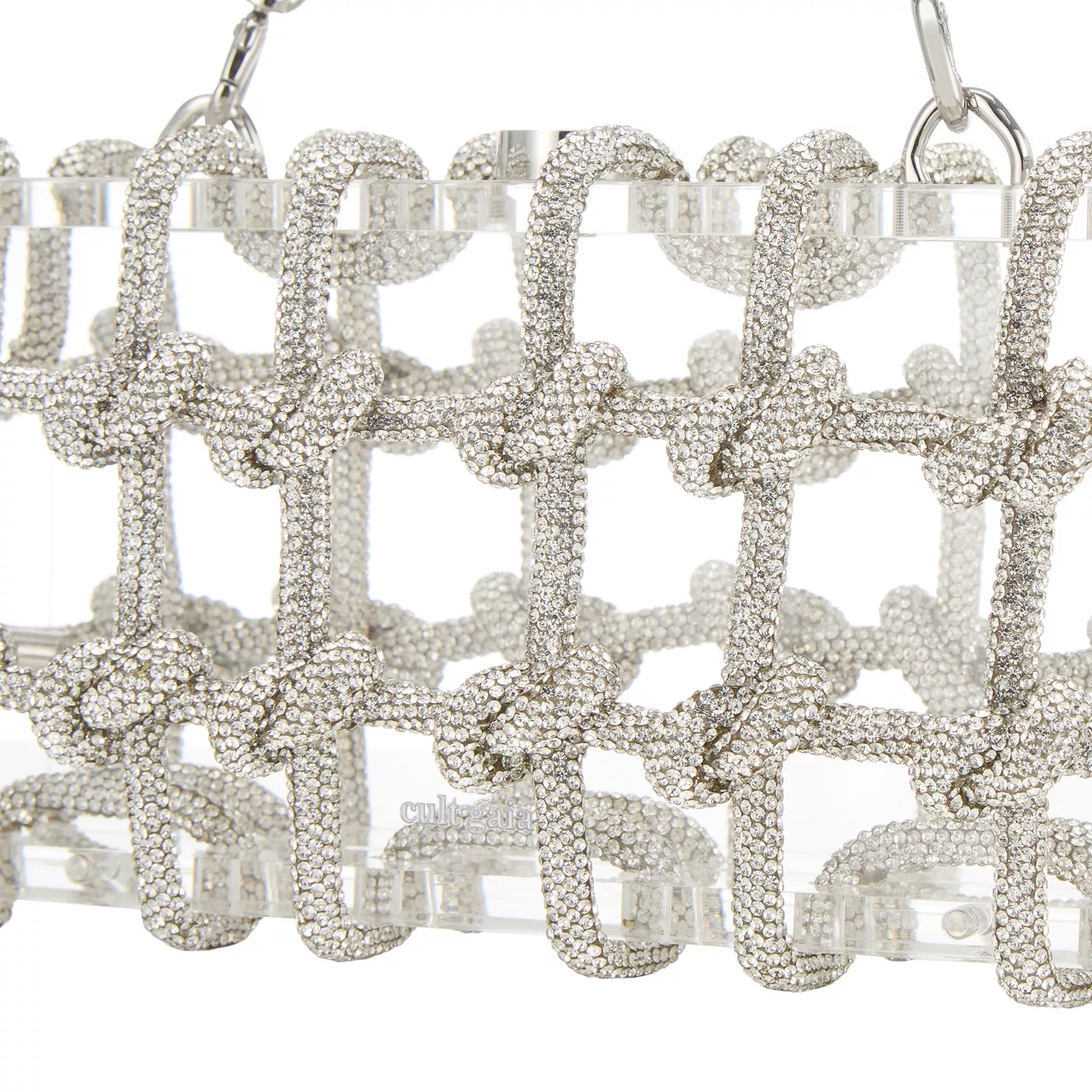 CULT GAIA Bess Rhinestone Knotted Shoulder Bag - Clear