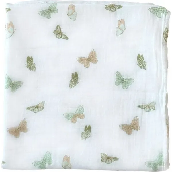 Dear Perli Bamboo Muslin Swaddle Blanket, Butterflies