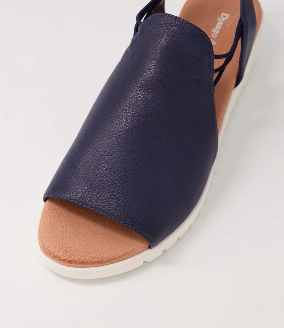 DJANGO & JULIETTE Marliss Navy Leather Sandals Ws