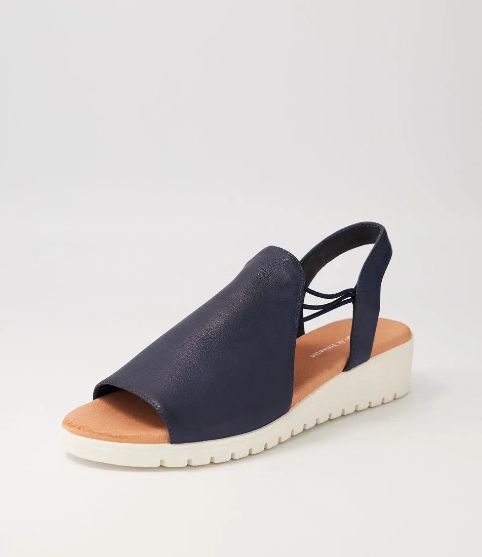 DJANGO & JULIETTE Marliss Navy Leather Sandals Ws